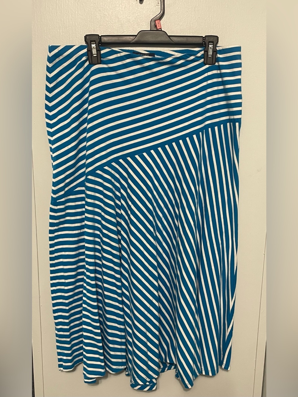 Chaps Women’s XL Blue &White Striped Cotton Midi Skirt